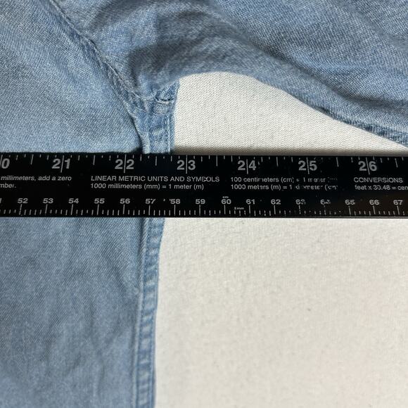 Vintage Peregrine Bay Denim Button-Up Shirt Men's Small Embroidered Dog Shepherd - Picture 9 of 12